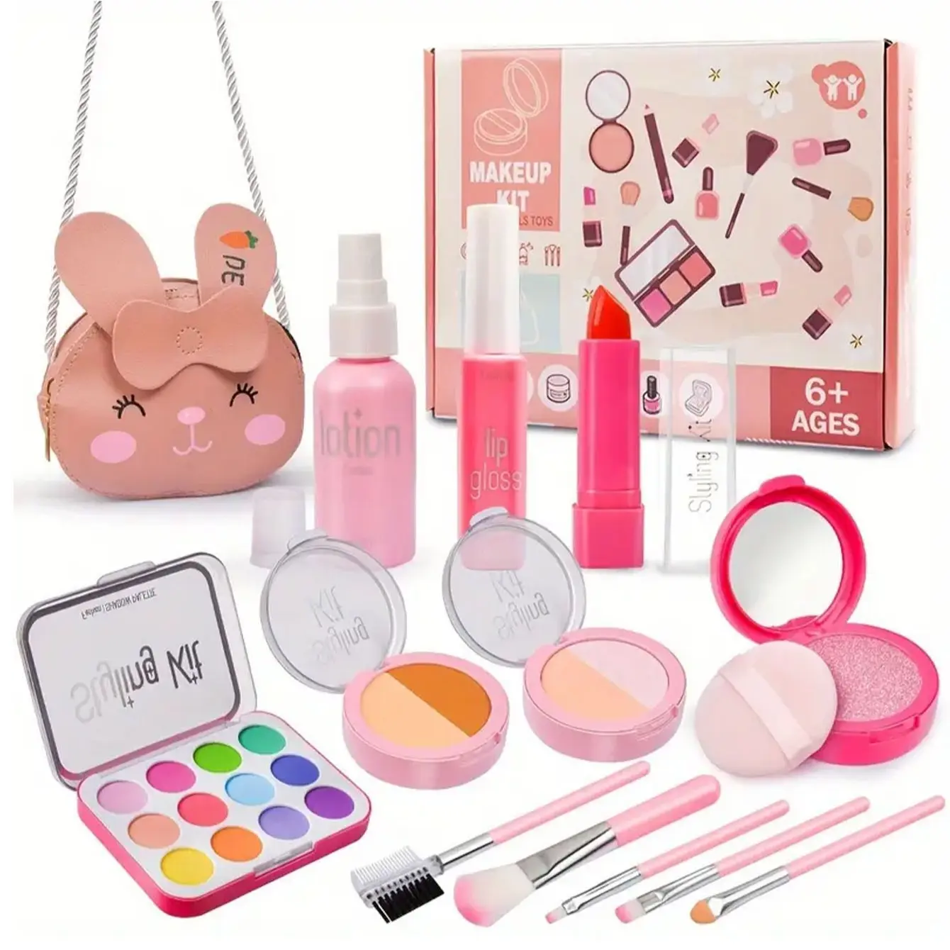Chemical-Free Kids Makeup Game Set, Role-Play Beauty Accessories Toy, Includes Handbag and Dressing Box, Ideal Birthday or Christmas Gift