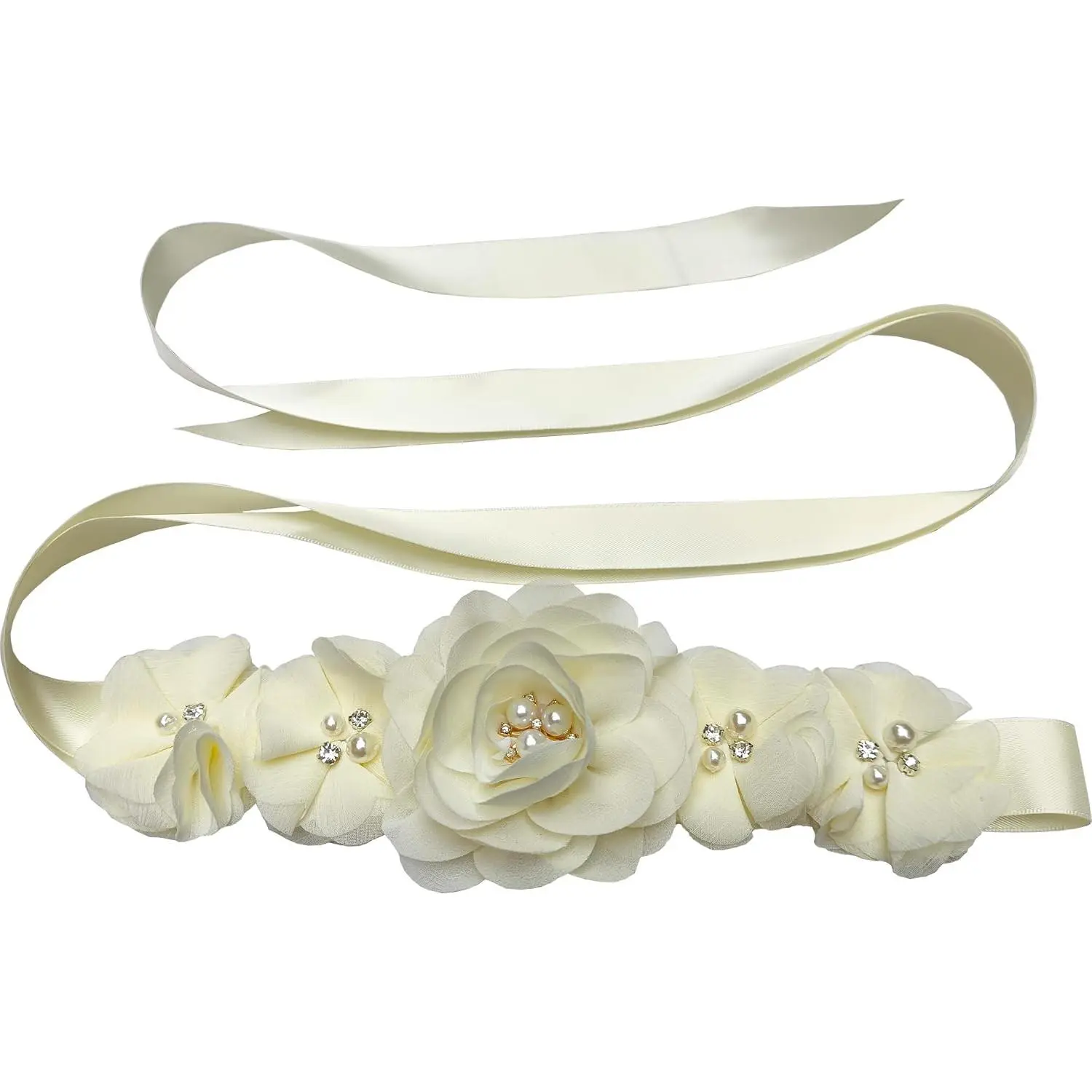Pearl Sash for Flower Girl Bridal Wedding Bridesmaid Sash Belt Floral Sash Belt for Women