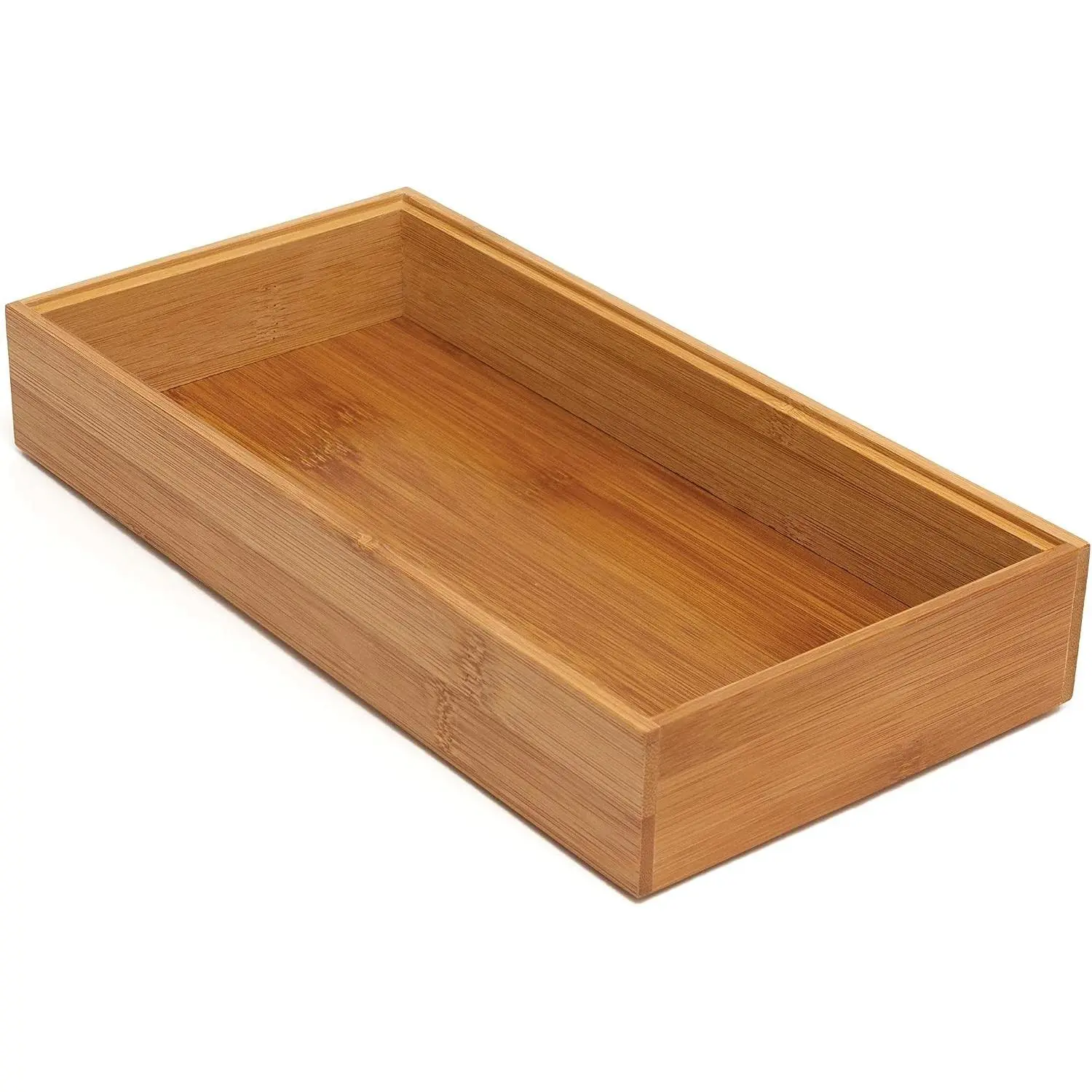 Lipper International 8185S Rectangular Bamboo Stacking Drawer Organizer Box for Home Kitchen, 6x12 in