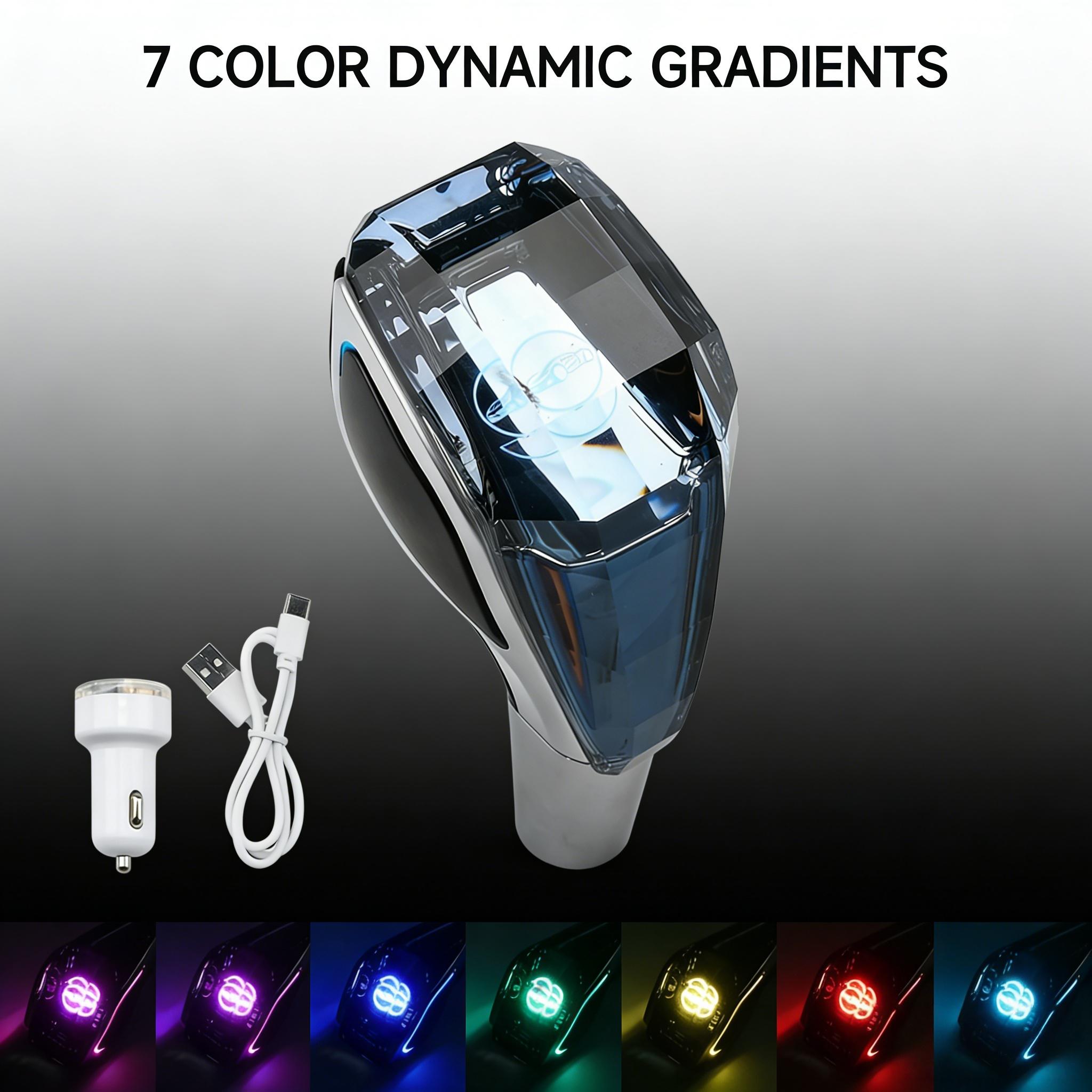 Universal Crystal Car Gear Shift Knob with LED Light Auto Manual Transmission Replacement usb rechargeable color
