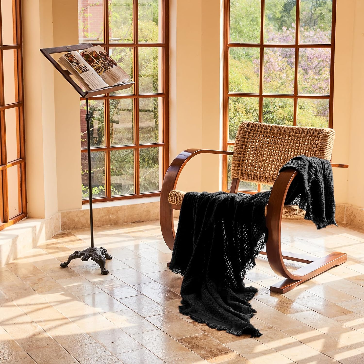 Fall Black Throw Blanket for Couch-Soft Boho Bed Throw Blankets,Cozy Knitted Waffle Throw,Small Farmhouse Lightweight Blanket&Throw for Autumn,Woman,Man,Chair,Sofa,Home Decor(Black,50 * 60")