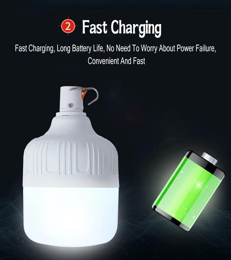 Camping Light USB Rechargeable LED Emergency Lamp Outdoor Portable Lanterns with Hook for BBQ Tents Battery Bulb