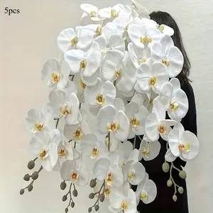 5 pcs Lifelike Artificial Butterfly Orchid Bouquet, Home & Holiday Decor, Vase Not Included