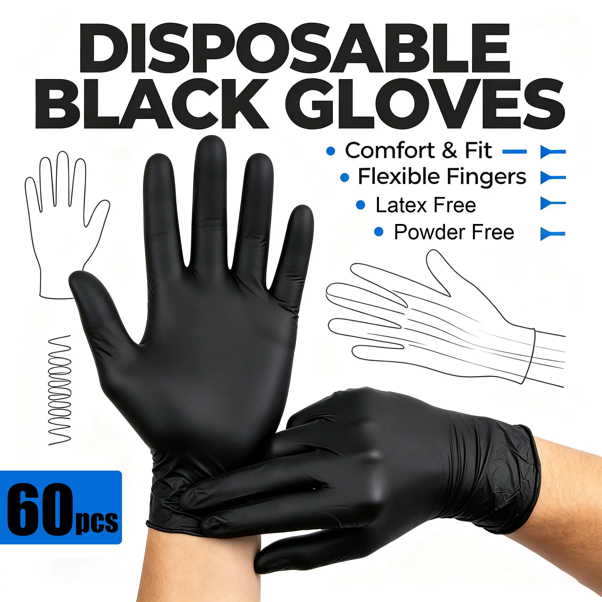Nitrile Gloves, Lightweight, Left-Handed Design, Daily Use, Household Cleaning Gloves, Multi-Purpose, Comfortable Fit, Powder-Free, Essential for Adults