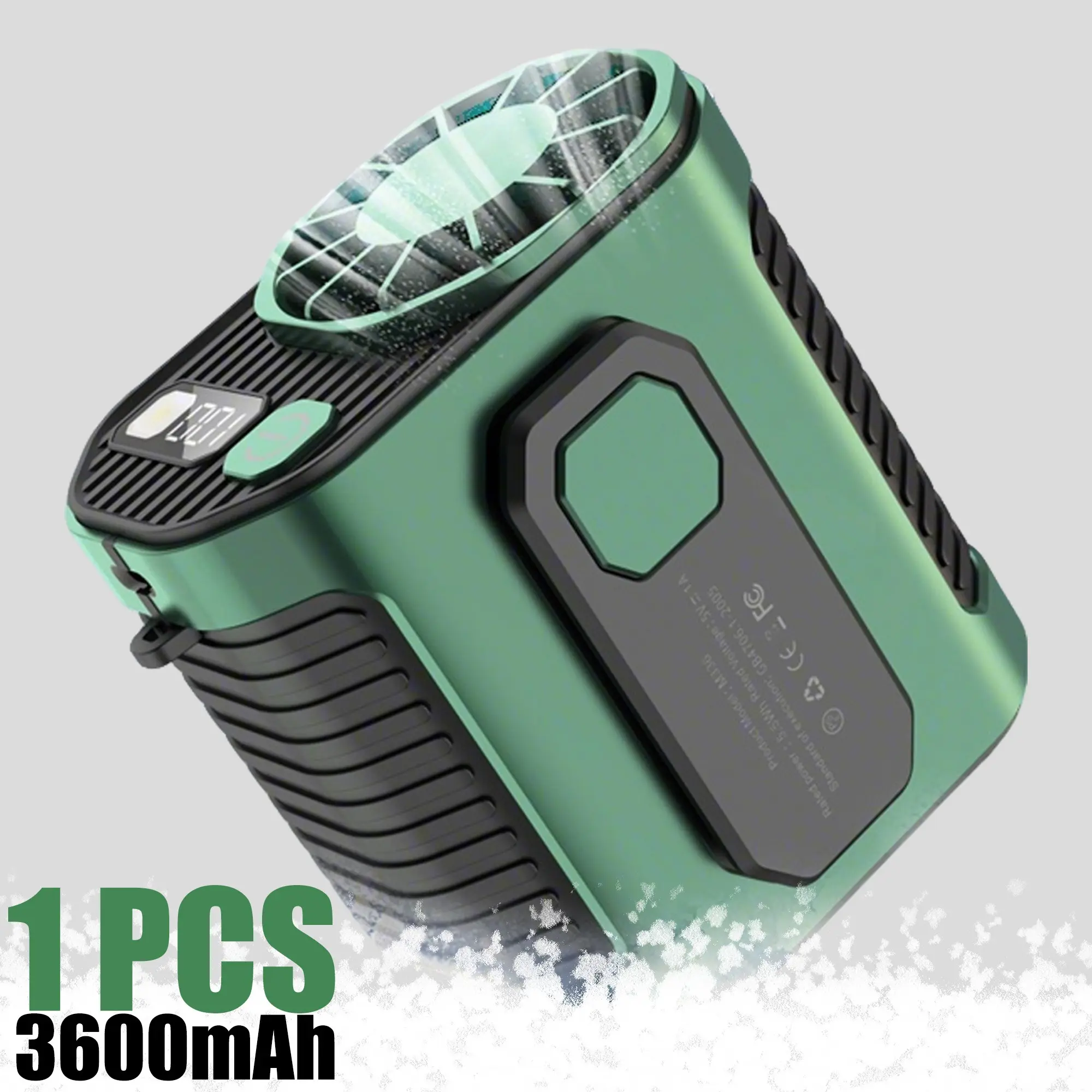 Portable Wearable Waist Fan, 100-Speed Adjustable and USB Rechargeable, Hands-Free Design for Outdoor Work, Travel and Fishing, Outdoor Cooling Fan