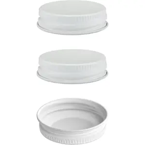 Metal Growler Caps (3-pk) - For 1-Gallon & 1/2-Gal Sized Glass Jugs - 1.5" (38mm) Dia, Made in USA - Beer/Kombucha/Homebrew Bottle - Food Grade Lid w/Continuous Thread & Plastisol Liner (White)