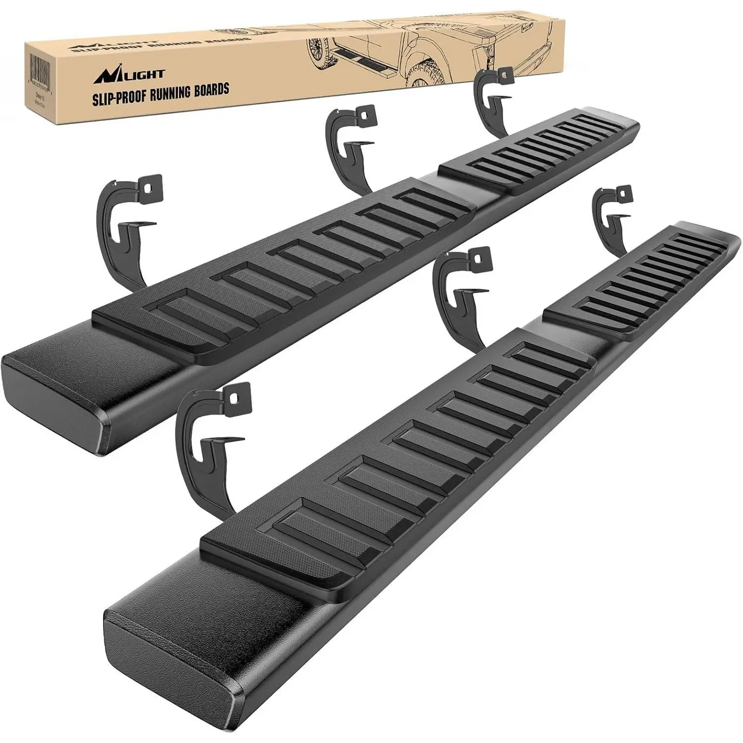 Nilight 6-in Side Steps Nerf Bars, Running Boards for 2009-2014 Ford F-150 Super Crew Cab with 4 Full-Size Doors, Black