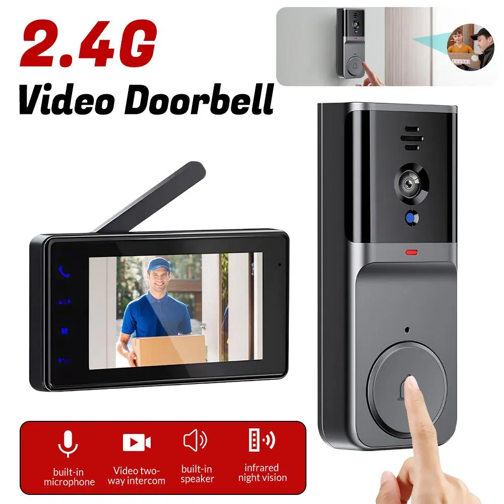[DealsForYouDays] Wireless Video Doorbell with 4.3" IPS Indoor Screen, 2.4G Private Long-Range No-WiFi Connection, 2-Way Intercom, IR Night Vision, Photo & Video Storage, Easy Pairing