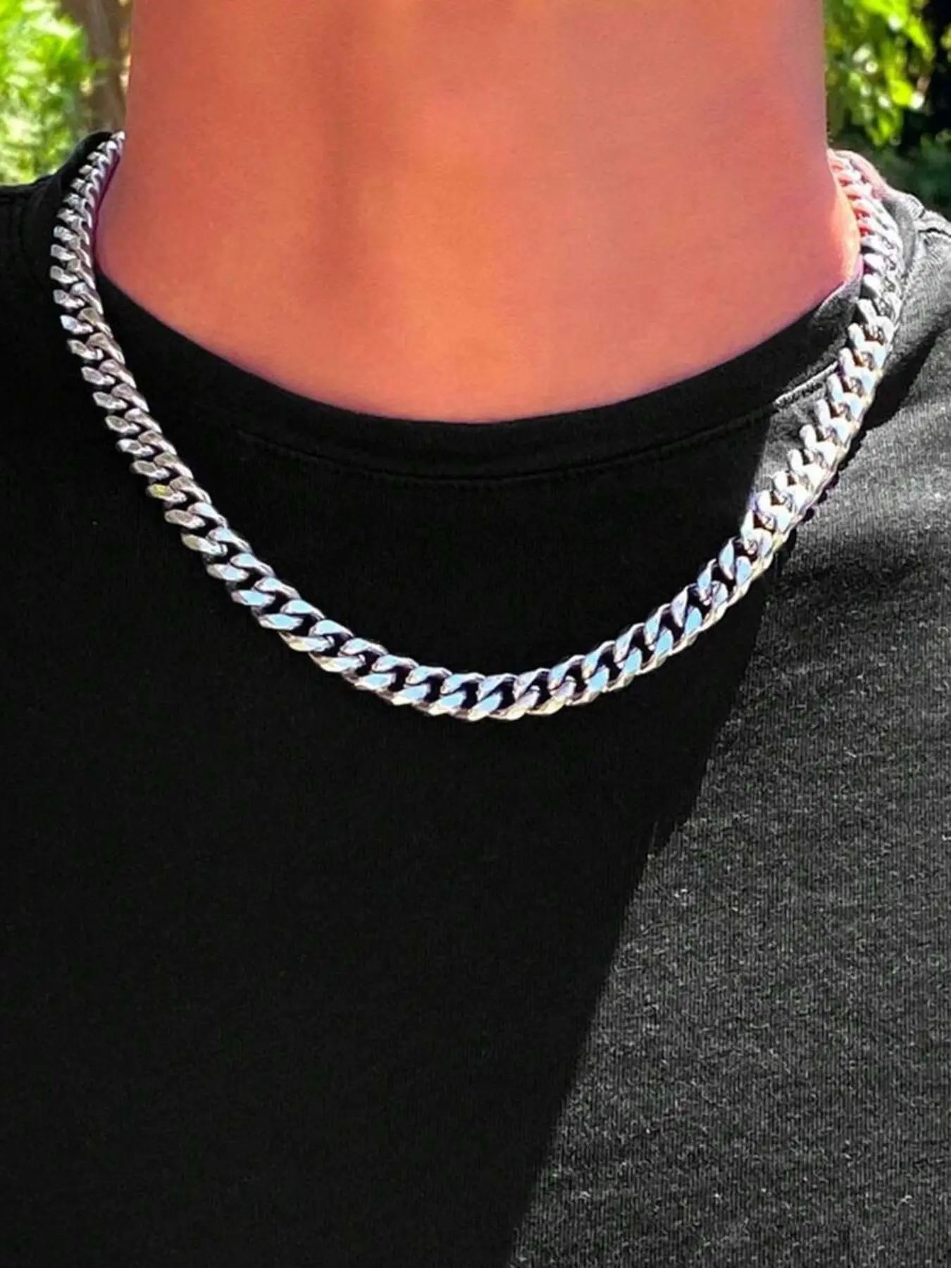 Men's Simple Link Chain Necklace, Stylish Stainless Steel Jewelry, Perfect Gift for Him, Durable and Elegant Design