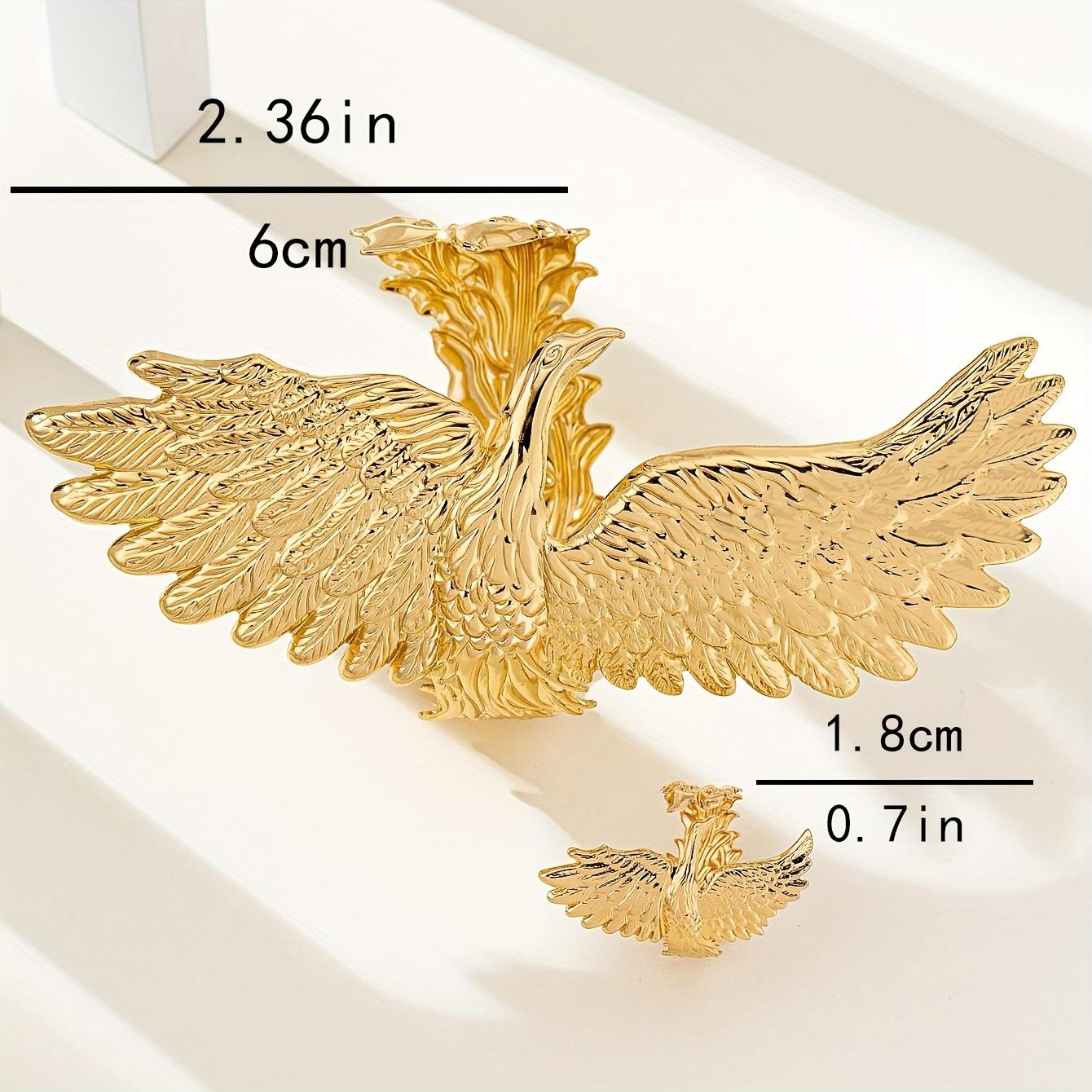 Bold & Edgy Punk-Style Jewelry Set: Eagle-Themed Open Ring and Cuff Bracelet featuring a Smooth Finish, Unique Retro Patterns, and Geometric Design