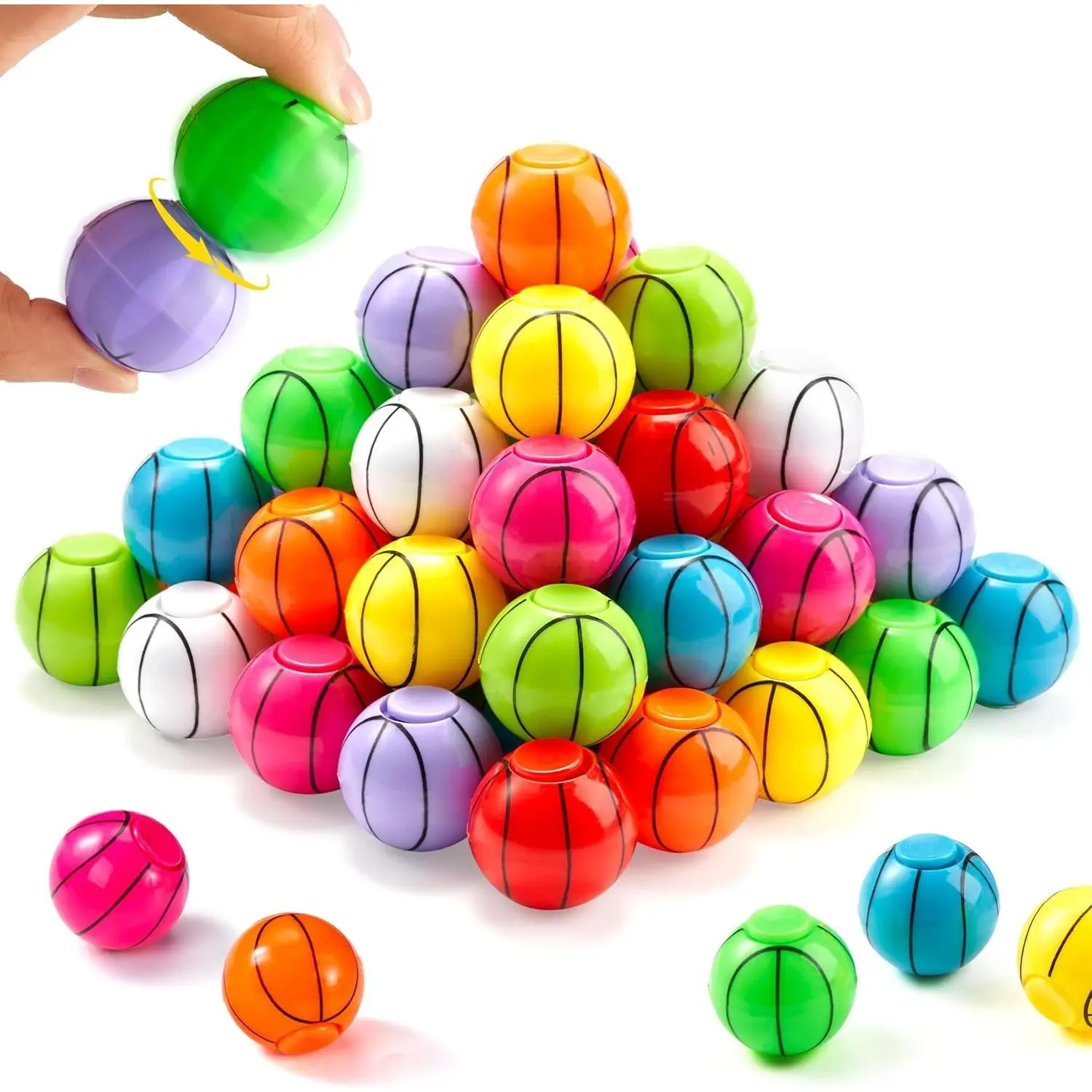 36 Pack Basketball Fidget Spinners for Kids - Goodie Bag Stuffers Birthday Party Favors, Bulk Fidget Toys Stress Balls, Treasure Box Classroom Prizes