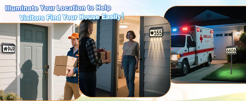 2-Packs / 1 Pack Solar Address Signs, House Number for Outside Waterproof, 3-Color LED Illuminated Address Plaques with Stake, Wall Mounted Solar Powered Light Up Address Numbers for Houses