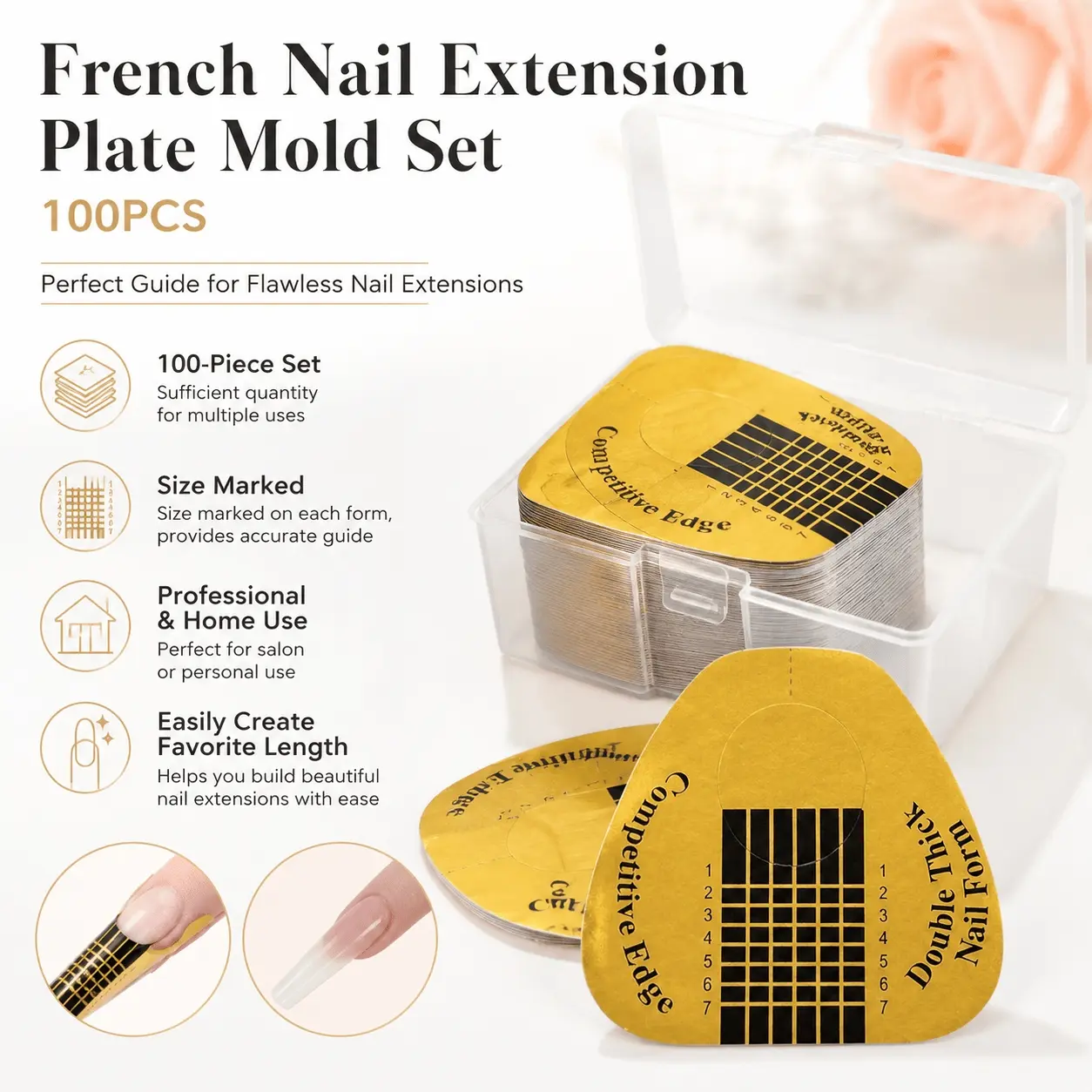 Black Bee Nail Stencil for Acrylic UV Gel Extensions, 3D Nail Art Template with Honeycomb Design for Precise Outline & Enhanced Dimension, Reusable Nail Guides from Beginner to Professional Manicurist