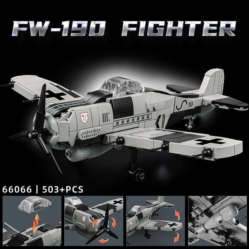 New Fw-190 Aircraft Assembly Building Blocks Pirate Propeller Combat Helicopter Children's Puzzle Toy Model