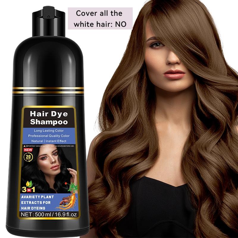 3-In-1 Hair Dye Shampoo with Plant Extracts, Long-Lasting Color Protection, Non-Sticky Formula, Fruit Scent, Instant Coloring Gel