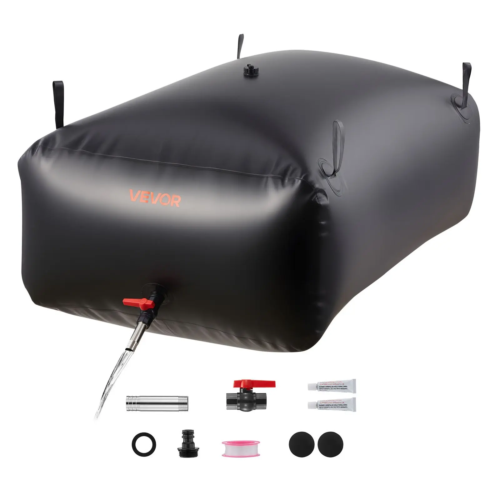 VEVOR Water Storage Bladder 142.7 Gallon Large Capacity Water Bag, Portable Collapsible Soft Waters Container, Leakproof Tear-Resistant PVC Emergency Waters Storage Tank for RV Truck Outdoor Use