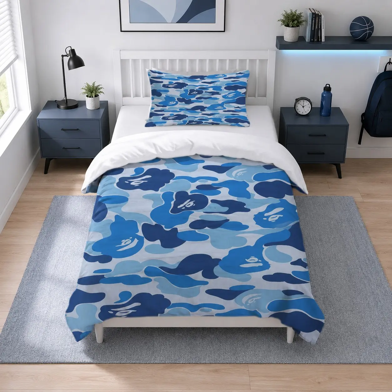 American Street Camo Duvet Cover Set, 2/3Pcs (1 Duvet Cover + 1/2 Pillowcases, No Inserts), Soft Breathable Skin-Friendly Fabric, for Teens & Adults, Gift for Birthdays & Holidays