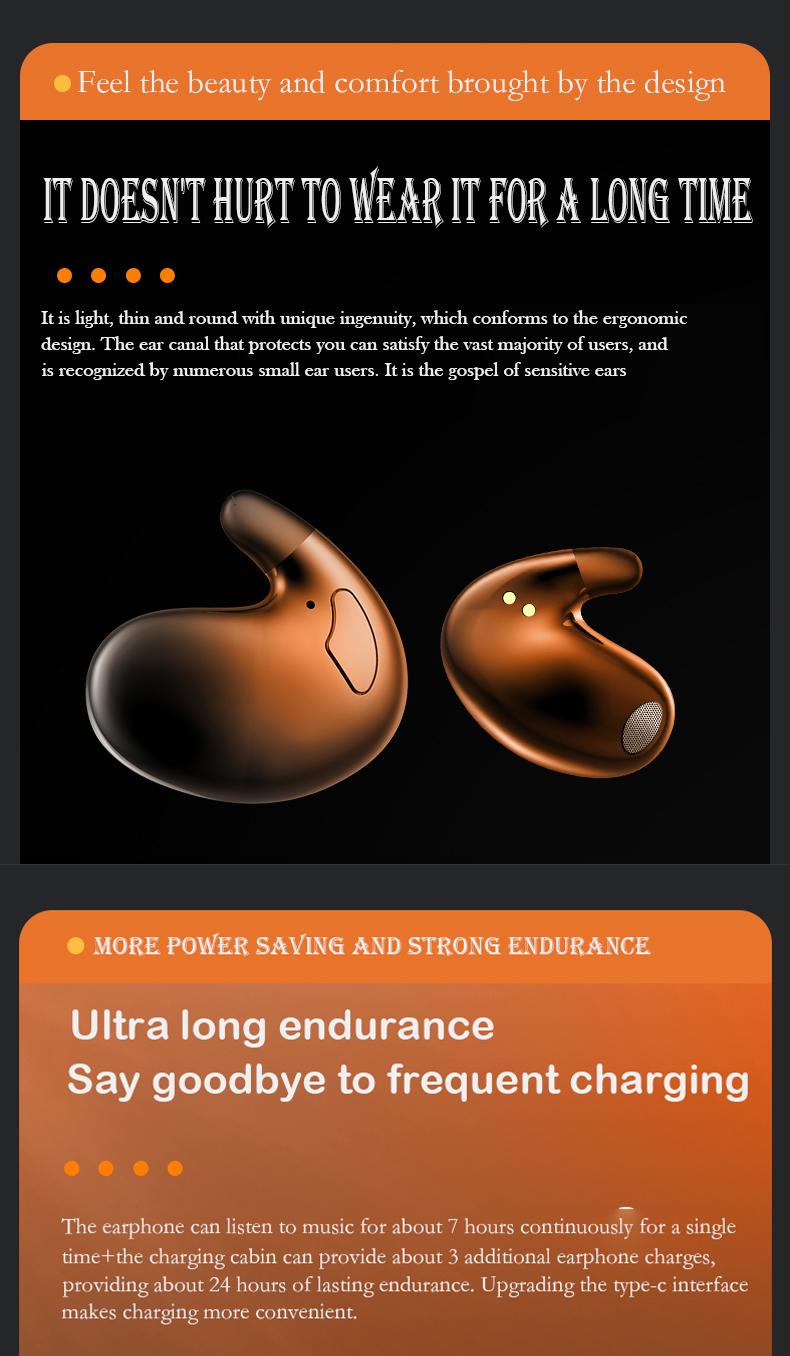 X55 Wireless Earbuds Invisible Sleep Headphones Noise Cancelling Low Latency Gaming Waterproof  Wide Compatibility in-ear esrbuds audio earphone bluetooth-compatible wireless earphone mini sport music video Retractable Dual USB-C Car Charger