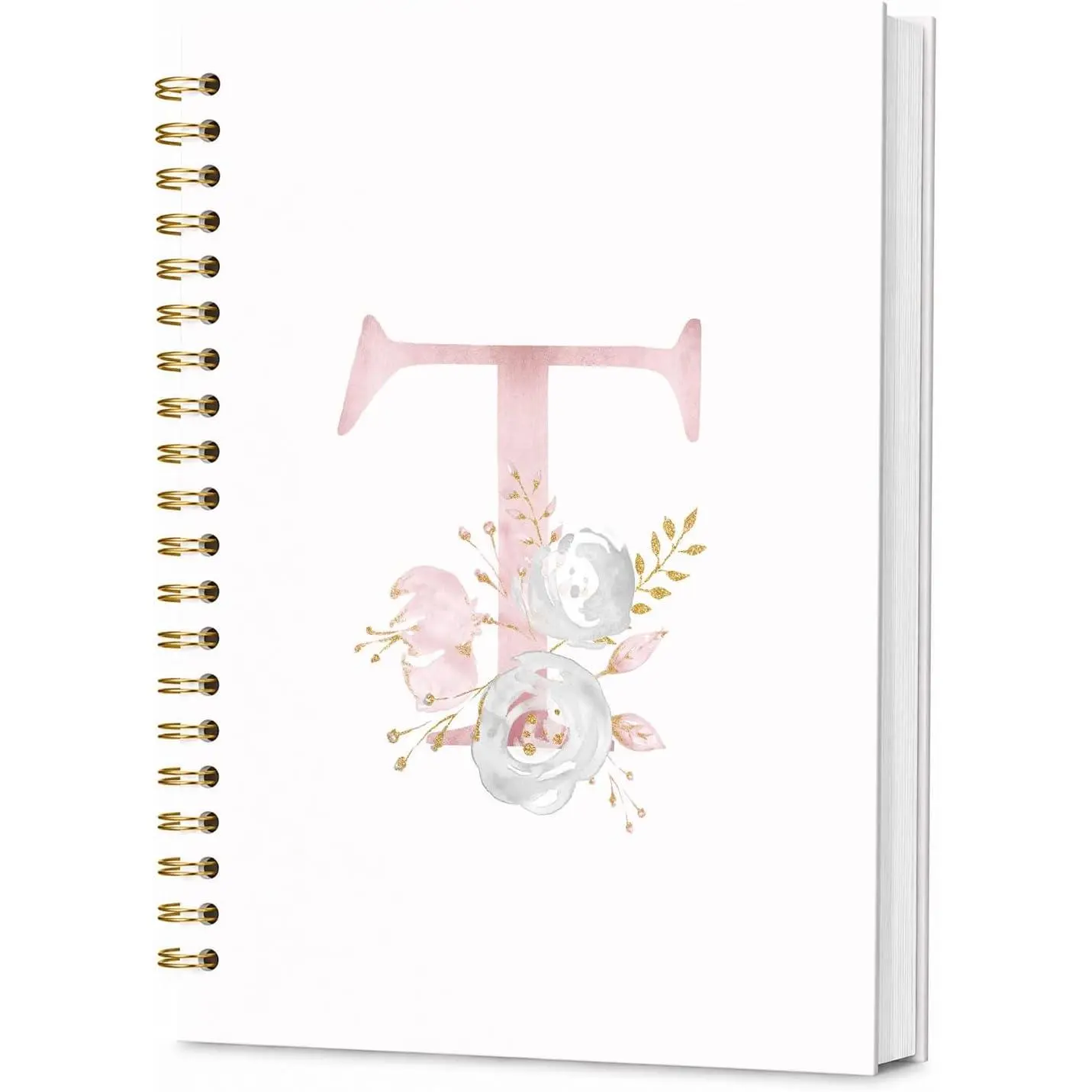 Personalized Initial T Notebook, Cute Custom Notebook for School Work Office Girls, Personalized Monogrammed Gifts for Women,Monogrammed Notebook for Women Teen Girl, 5.5 x 8.3