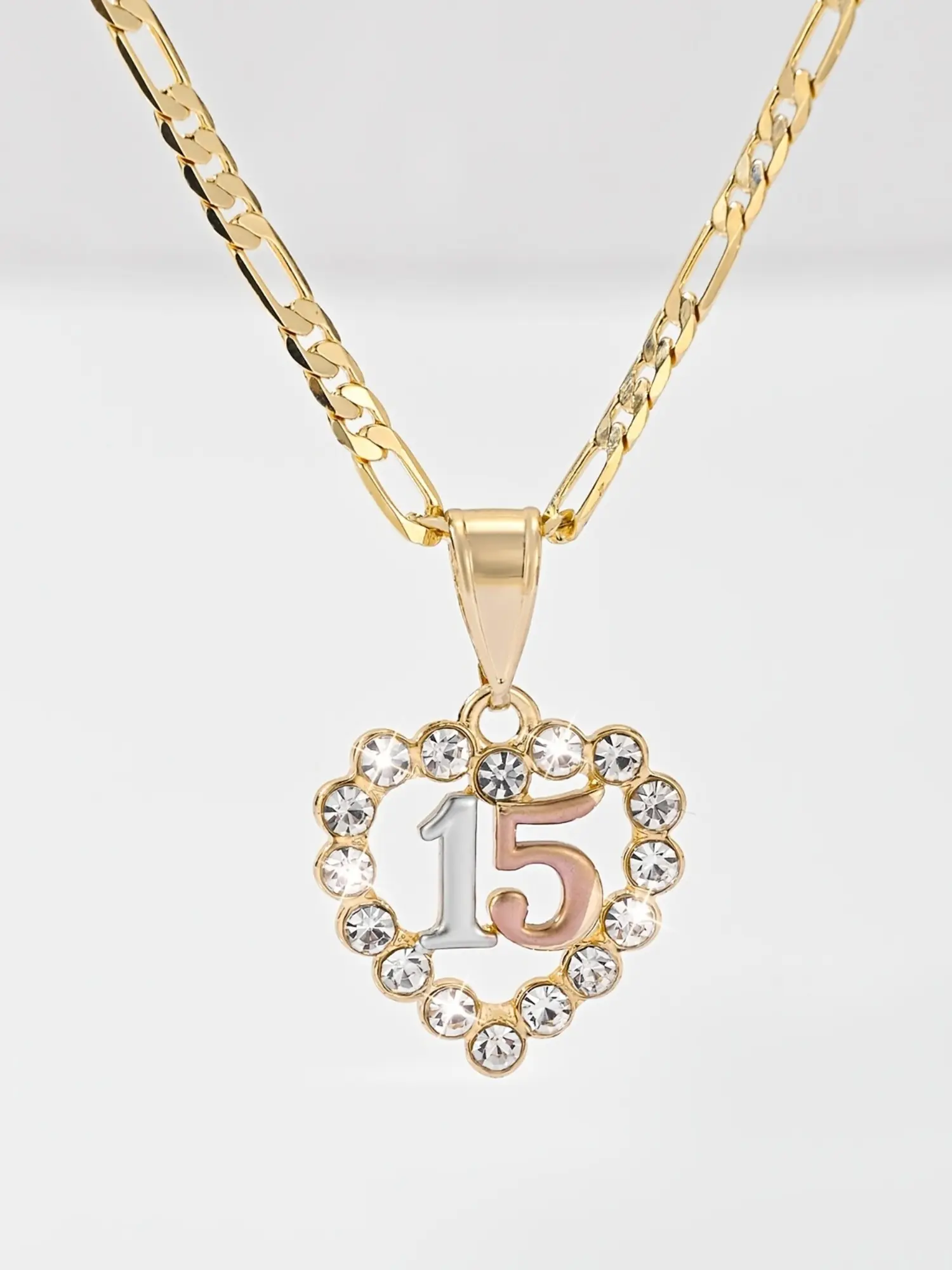 1pc Heart-Shaped Number 15 Necklace | Western Jewelry, Perfect for Quinceanera Coming of Age & 'S Birthday Gift, Vintage and Elegant Style