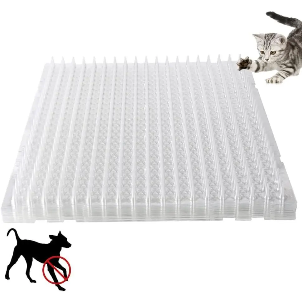 16" x 13" Outdoor Indoor Cat Deterrent Scat Spike Mat Keep Cats/Dogs Off Counter Plastic Pet Deterrent Training Mats with Spikes