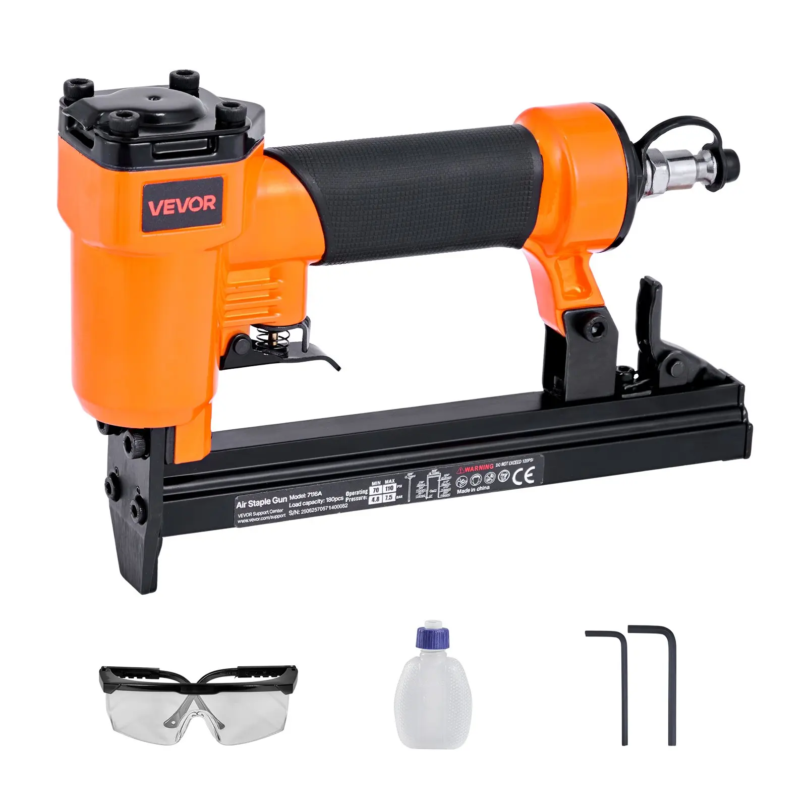 【Summerfinds】VEVOR Pneumatic Staple Gun, 22 Gauge Pneumatic Upholstery Stapler for 71 Series Fine Wire Staples 3/8-inch Crown 5/32"-5/8" Length, 70-110 PSI Air Staple Gun for Woodworking, Upholstering, DIY Project