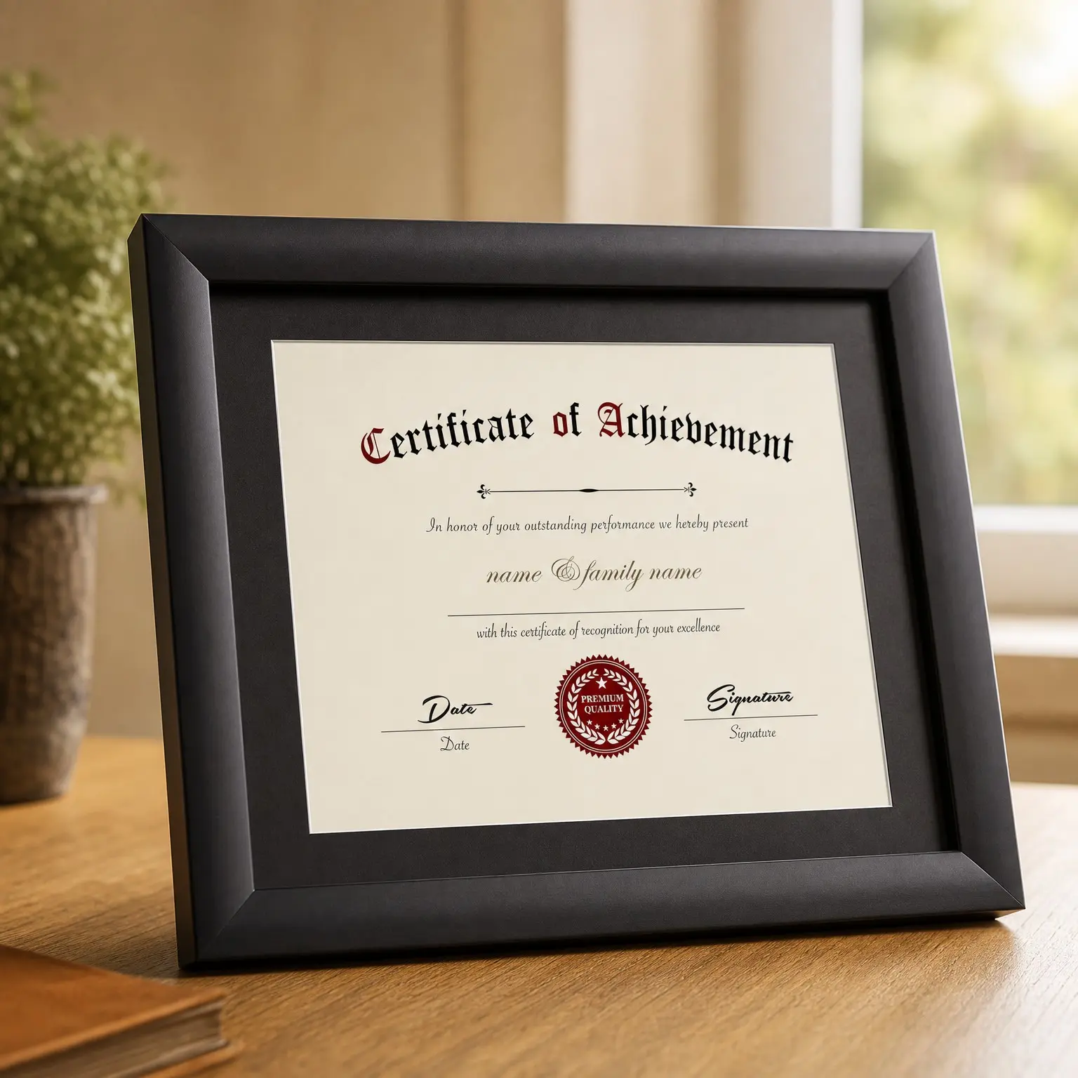 Certificate Frame 8.5 x 11 with Mat Black, 1 Pack | Document Frame, Degree Frame, Picture Frame, 11x14 without Mat, Shatter Resistant Glass for Tabletop or Wall DisplayGift