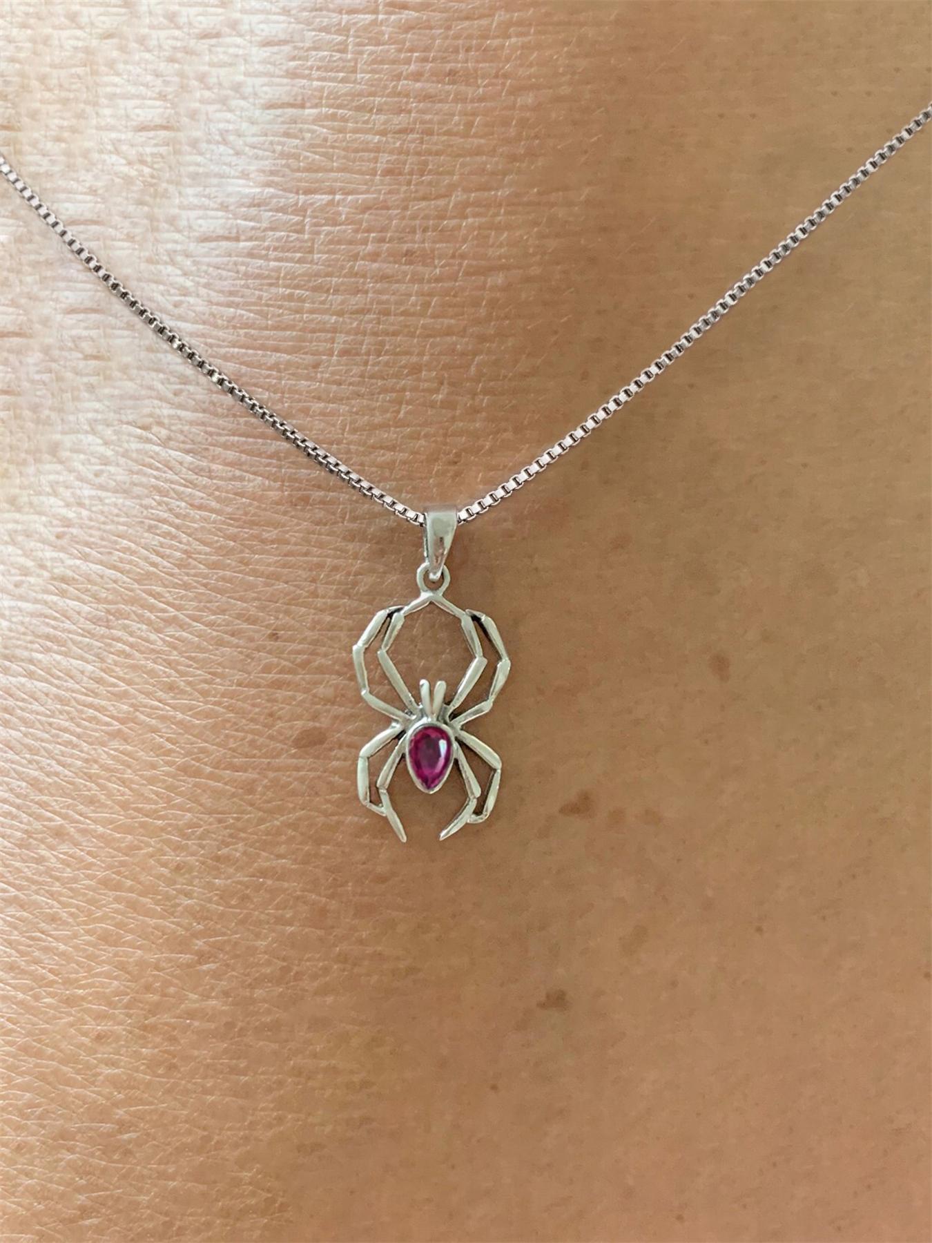 Spider Design Pendant Necklace for Women, Dainty Necklace, Minimalist Necklace, Dangling Charms Necklace, Clavicle Chain Matching Necklace for Party, Daily Decor, Trendy All-match & Exquisite Jewelry As Birthday Gift without Box, Gothic Witch Jewelry