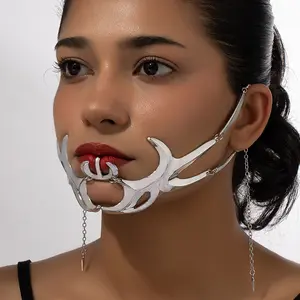 New Blackhead Mechanical Blood Blade Lip Ring Face & Ear Jewelry Set, Alien Fluid Fantasy Design Adjustable Unisex Punk Avant-Garde Accessories