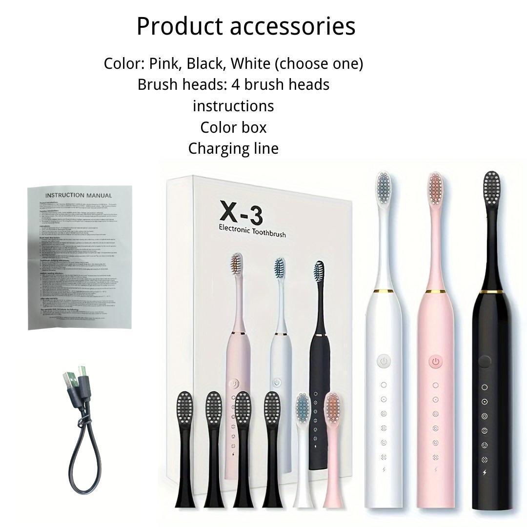 Professional Electric Toothbrush Kit with 6 Cleaning Modes, 1 Count Rechargeable Deep Cleaning Toothbrush with 4 Brush Heads, Electric Teeth Cleaner, Teeth Cleaning Oral Care Tool for Daily Use, Men's Stuff