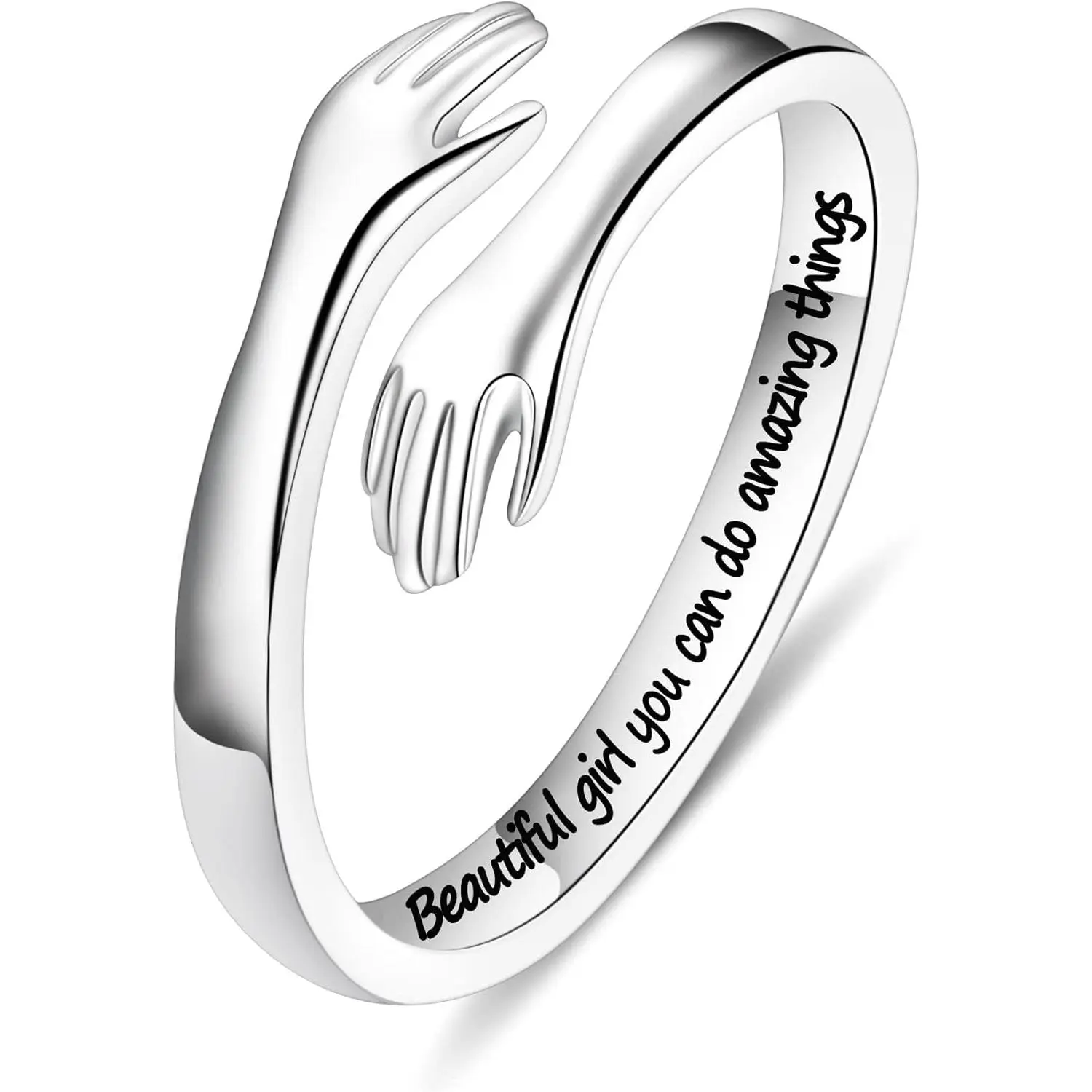 Yesteel Mothers Day Gifts - S925 Sterling Silver Hug Ring for Women Teen Girls, Adjustable Ring Jewelry Mothers Day Birthday Gifts for Daughters Mom Sister Wife Friends Grandma