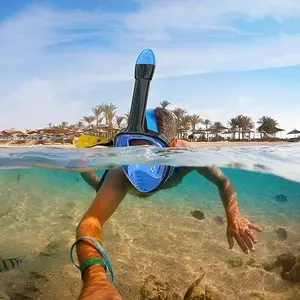 Full Face Dry Snorkel Mask, Anti-Fog Panoramic View Snorkeling Gear for Adults