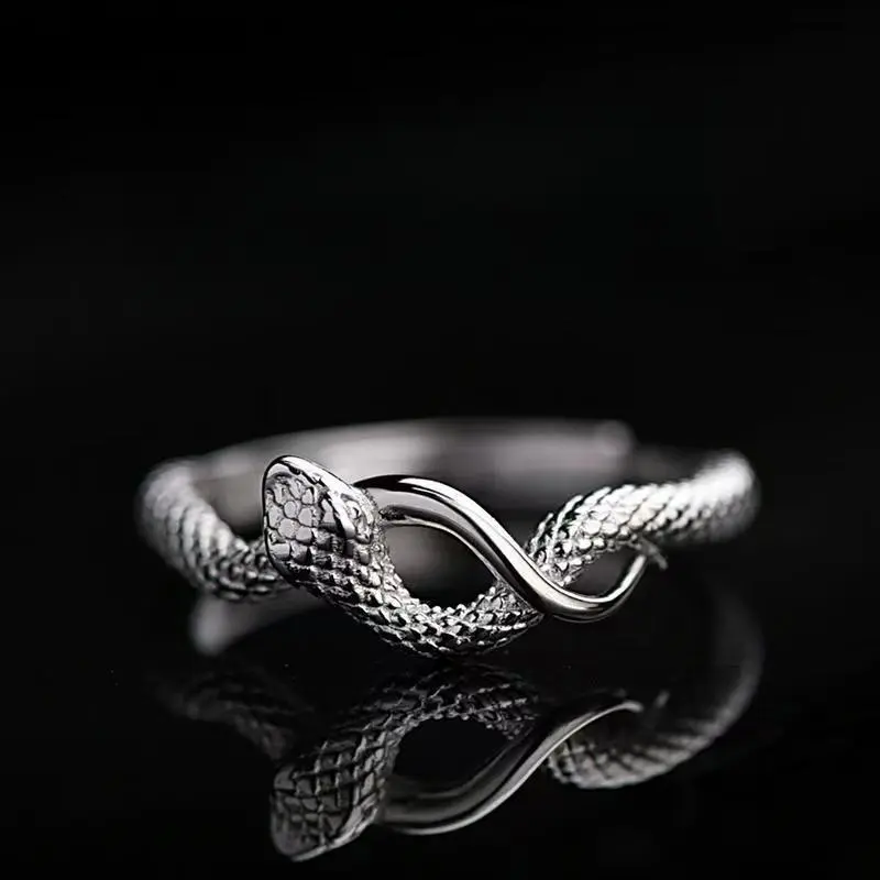 Unisex Rings Finger Accessories Open Adjustable Index Finger Ring Coiled Snake Wrapped Serpent Ring High‑End Personality Cool Aesthetic Versatile Jewelry for Club Gathering Gift Giving Everyday Styling