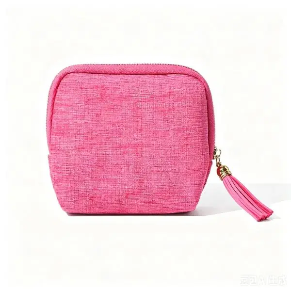 Cute Textured Pink Jewelry Storage Pouch with Tassel | Crystal Bracelet Protector