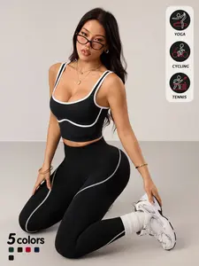 Women's 2 Piece Sportswear Set, Activewear Workout Set, Sports Vest and Tight Pants, Fitness and Daily Exercise, High Waist Tummy Control, Fashion Gym Clothes