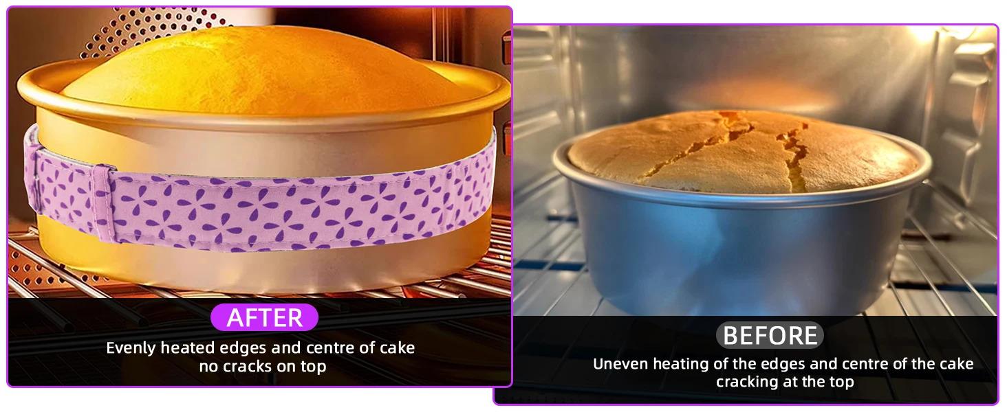 Cake Strips for Even Baking, Cake Pan Dampen Strips, Super Absorbent Nylon to Keeps Cake More Level (2 Pack)