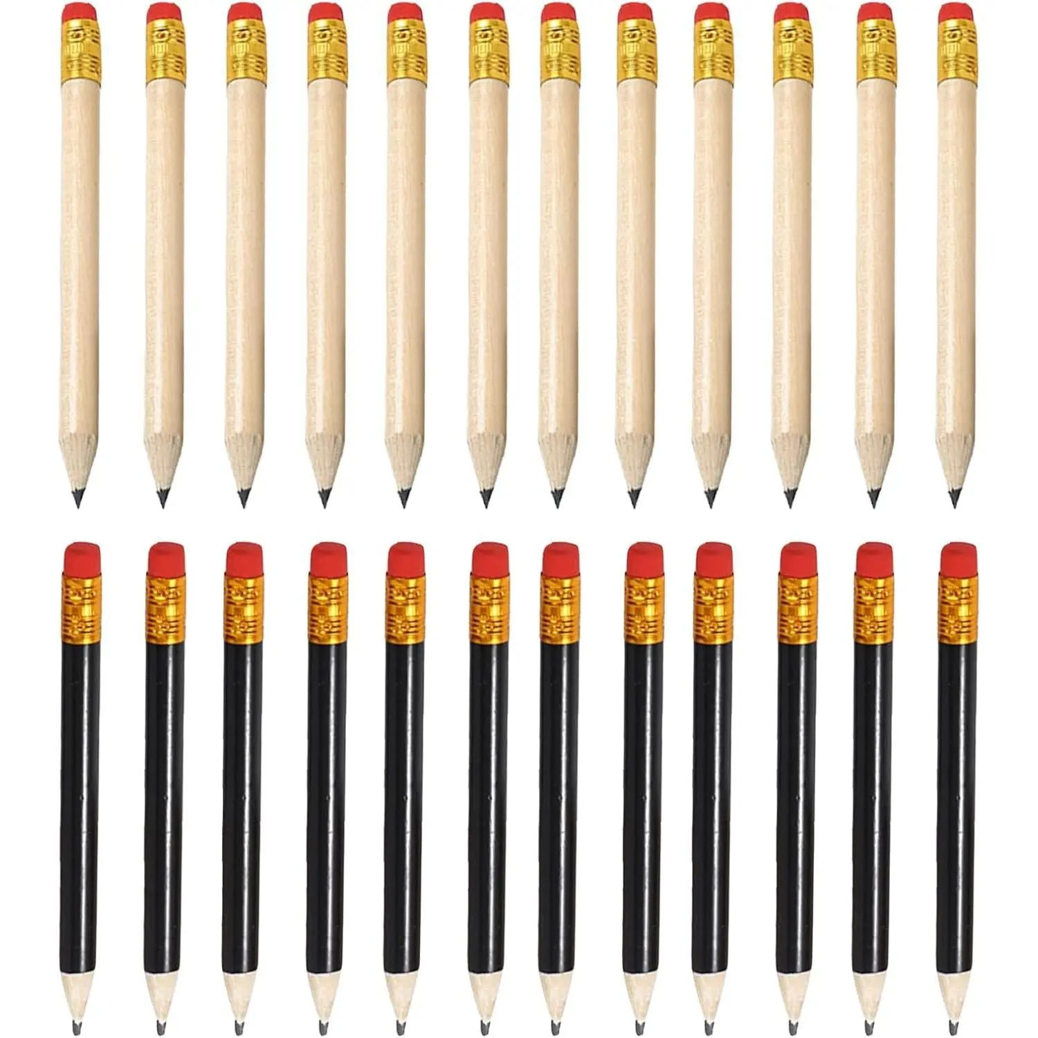 Golf Pencils with Erasers,24Pcs Mini Small Golf Short Pencils Bulk for Kids Pre Sharpened Pencils