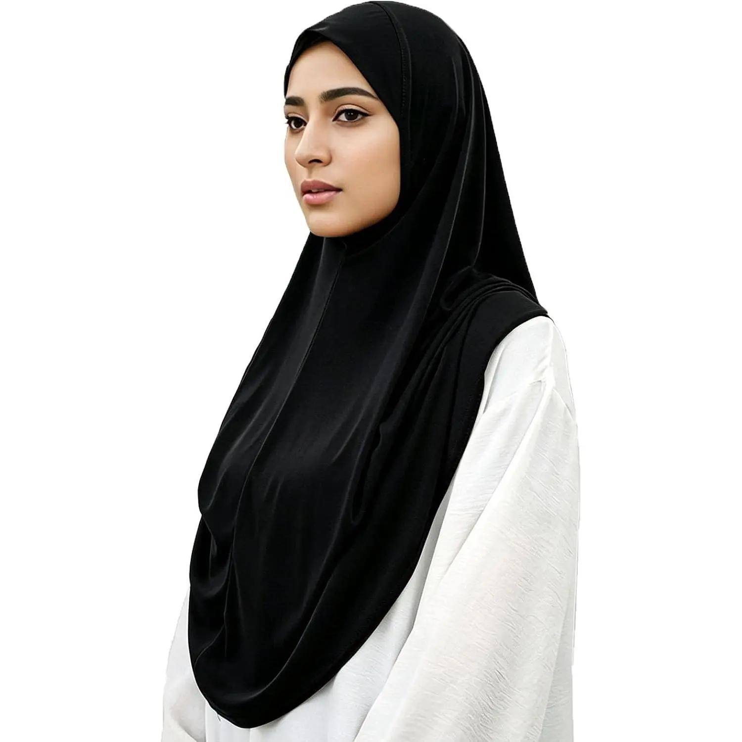 Ready to Wear Hijab for Women Instant Turban Soft Stretch Muslim Scarf for Prayer Long Islamic Jersey Hijab Abaya(Gift)