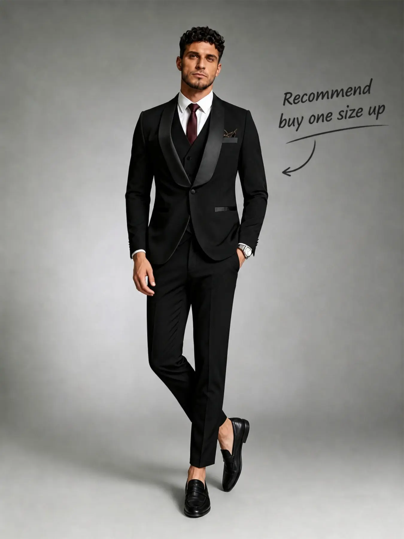 Men's 3-Piece Tuxedo Suite, Satin Shawl Lapel Blazer, Double-Breasted Vest, Long-Sleeve Formal Pants, Ideal for Weddings & Proms