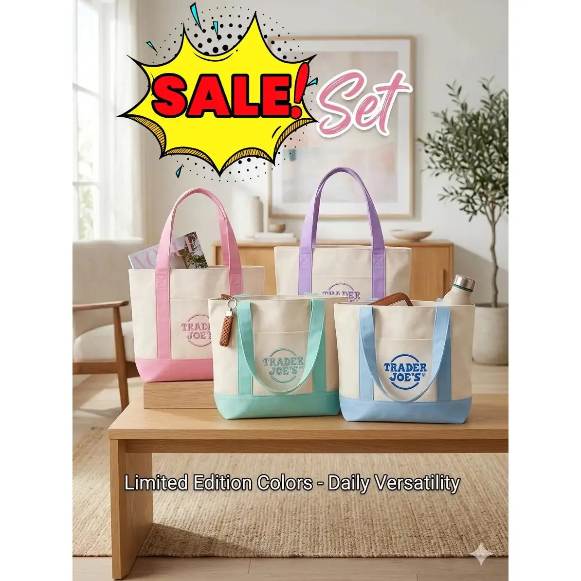 Women's Heavy Duty Canvas  with Front Pocket - Reusable Grocery Shopping Handbag, Small Cotton Tote for Lunch, Daily Essentials (13" x 11" x 6")
