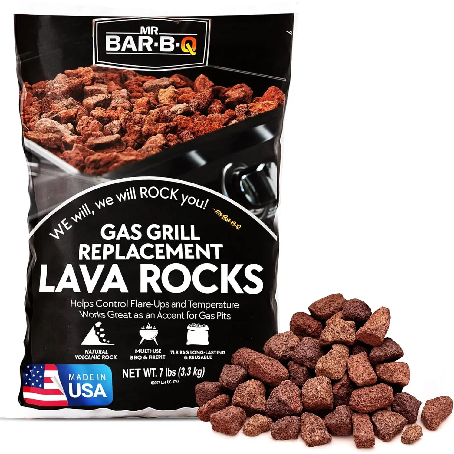 7lb  Volcanic Lava Rocks for Gas Fire Pit & Grill – Stones for Indoor/Outdoor  Fireplaces – Even Heat Distribution, Reduces Flare Ups Lava Rock by  Co. (Pack of 1)