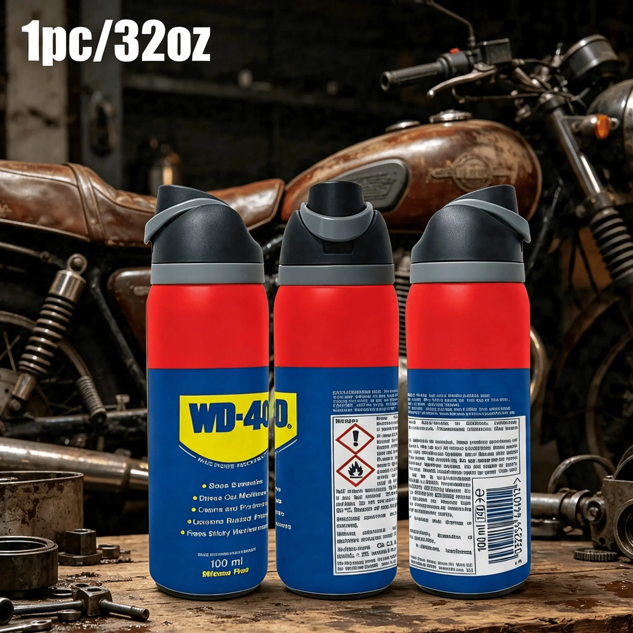 1pc 32oz Stainless Steel  Insulation Water Bottle, WD-40  Label Print Flip Bounce Sip Lid Tumbler, Large-capacity portable vehicle-mounted cup,Perfect Birthday Gift for Auto Mechanics