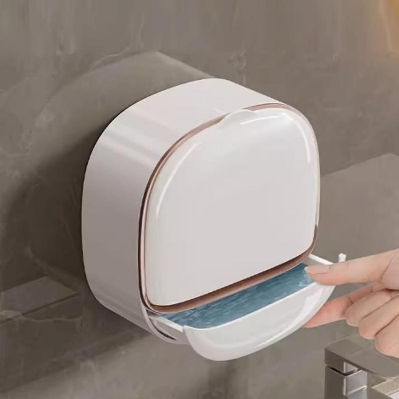 Wall Mounted Soap Dish, Soap Rack, 2 Counts/set Punch Free Soap Bar Storage Holder,   Bathroom Supplies, Bathroom Essentials Accessories for Home Hotel Dormitory