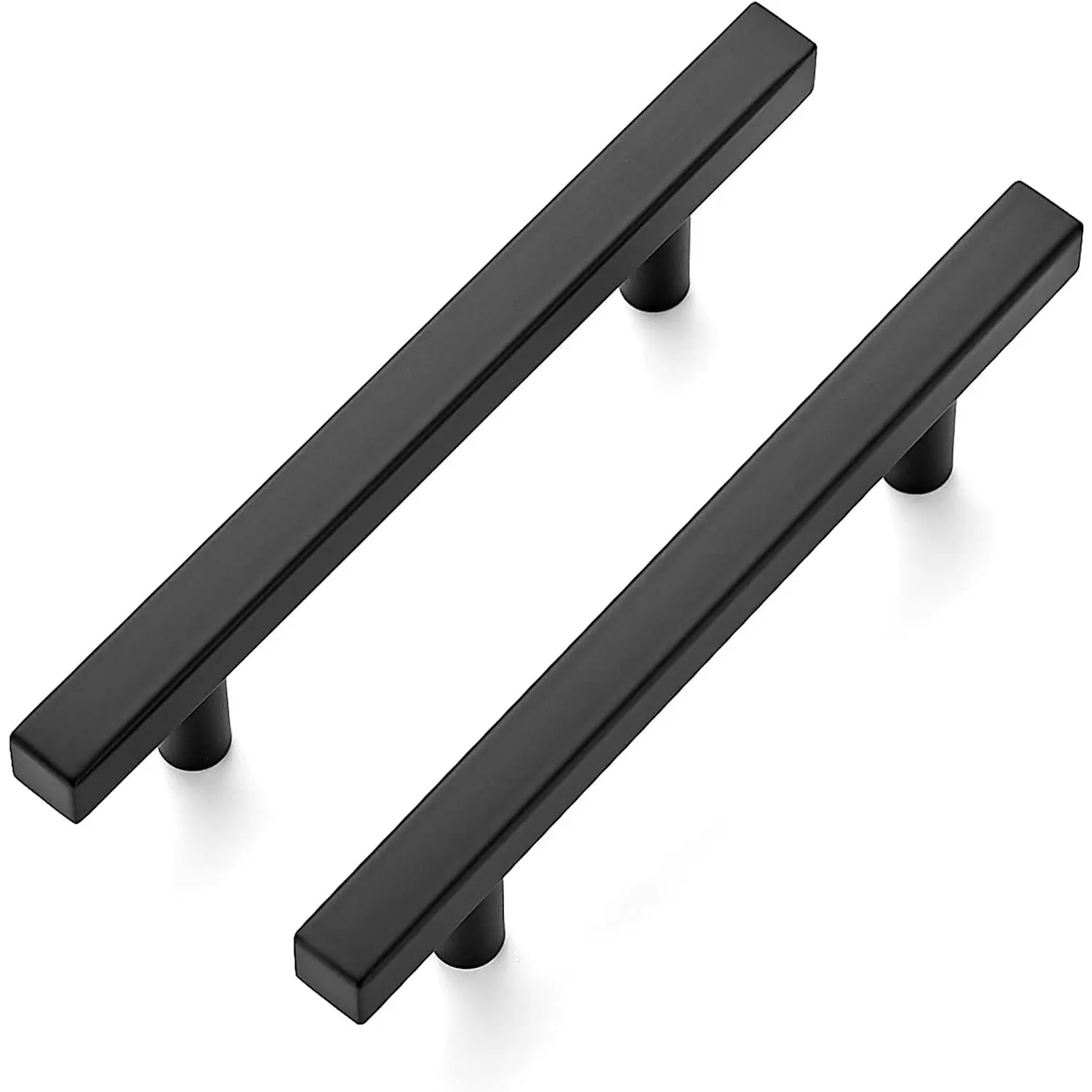 Stainless Steel Square Cabinet Pulls, 5-Pack Cupboard Pulls with 3.75 in Hole Spacing, 6 in Overall Length, Round Base for Drawers, Bedrooms