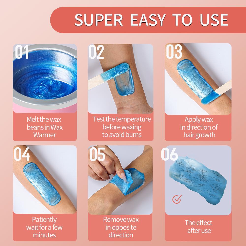 Hair Removal Waxing Kit, 200 cc Wax Warmer with 4 Bags Wax Beads, Wax Beans and 20 Wooden Sticks, At-Home Hair Removal Set for Women