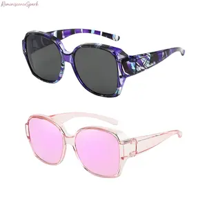Unisex 2-Pack Polarized Fit-Over Wrap Sunglasses, Sturdy PC Frames for Prescription Eyeglasses, UV400 Anti-Glare Protective Eyewear for Driving, Hiking