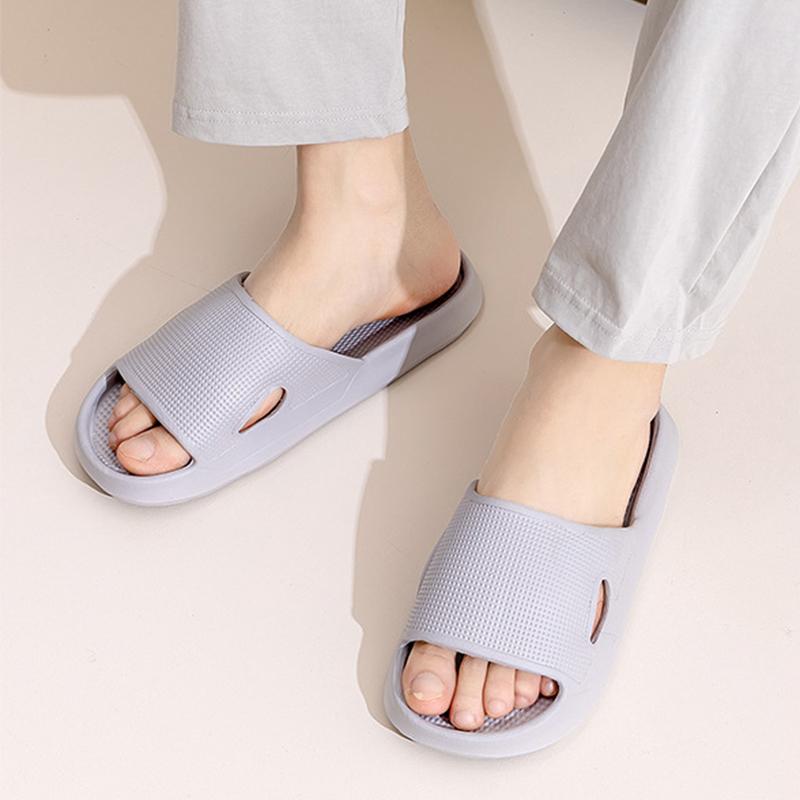 Solid Color Thick Bottom Home Slippers Summer Non-slip Floor Bathroom Slipper Women Men Couples Shoes