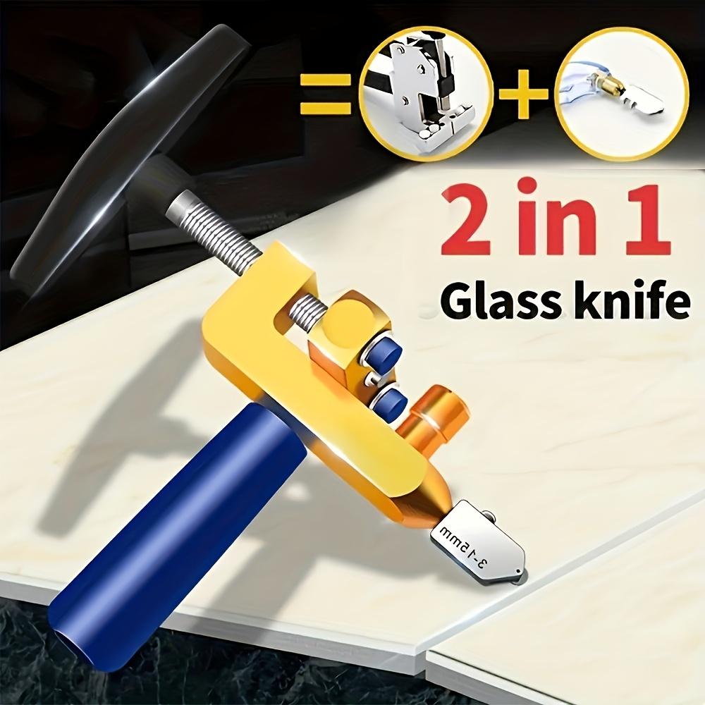 2-in-1 Glass Tile Cutter, All-in-one Glass Knife Brick Cutter, Tile Opener, Diamond Roller Glass Cutter, Sliding Glass Tile Cutter, Portable Building Cutting Tool Birthday Gift Christmas Halloween New Year's Gifts, Gift for Friends! Easter Gift