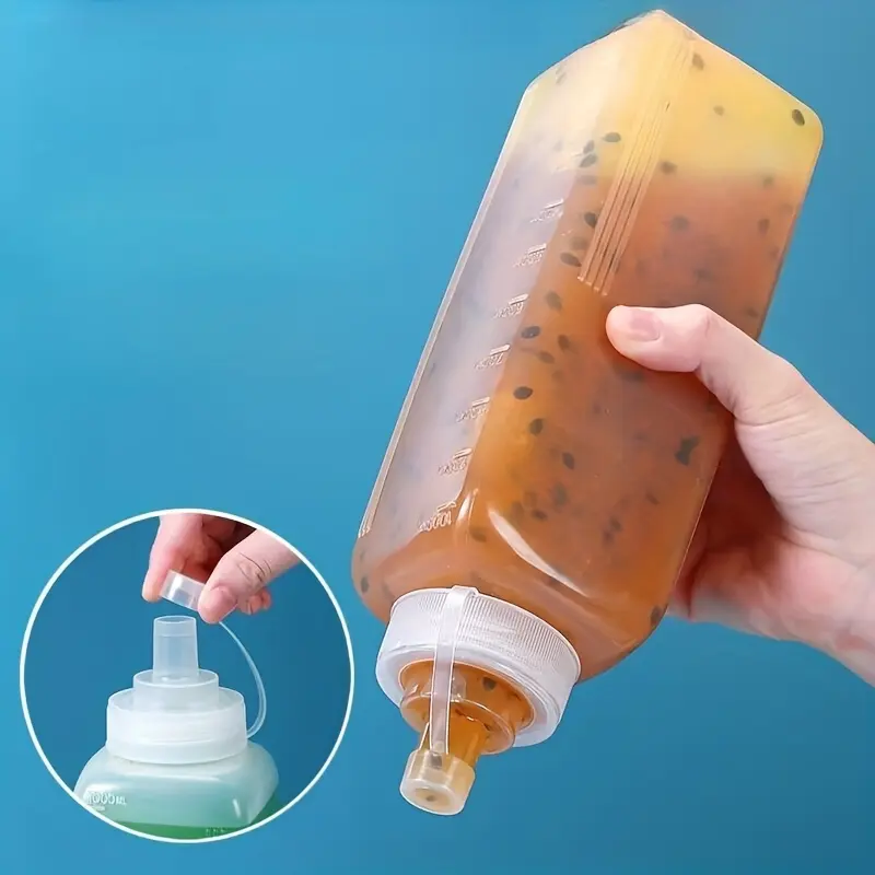 4/8Pcs Square Wide Mouth Squeeze Bottles with Pointed Nozzle and Lid, transparent durable plastic material. Perfect for storing ketchup, honey and various seasonings, easy to control dosage, ideal for home kitchen and restaurant daily use.