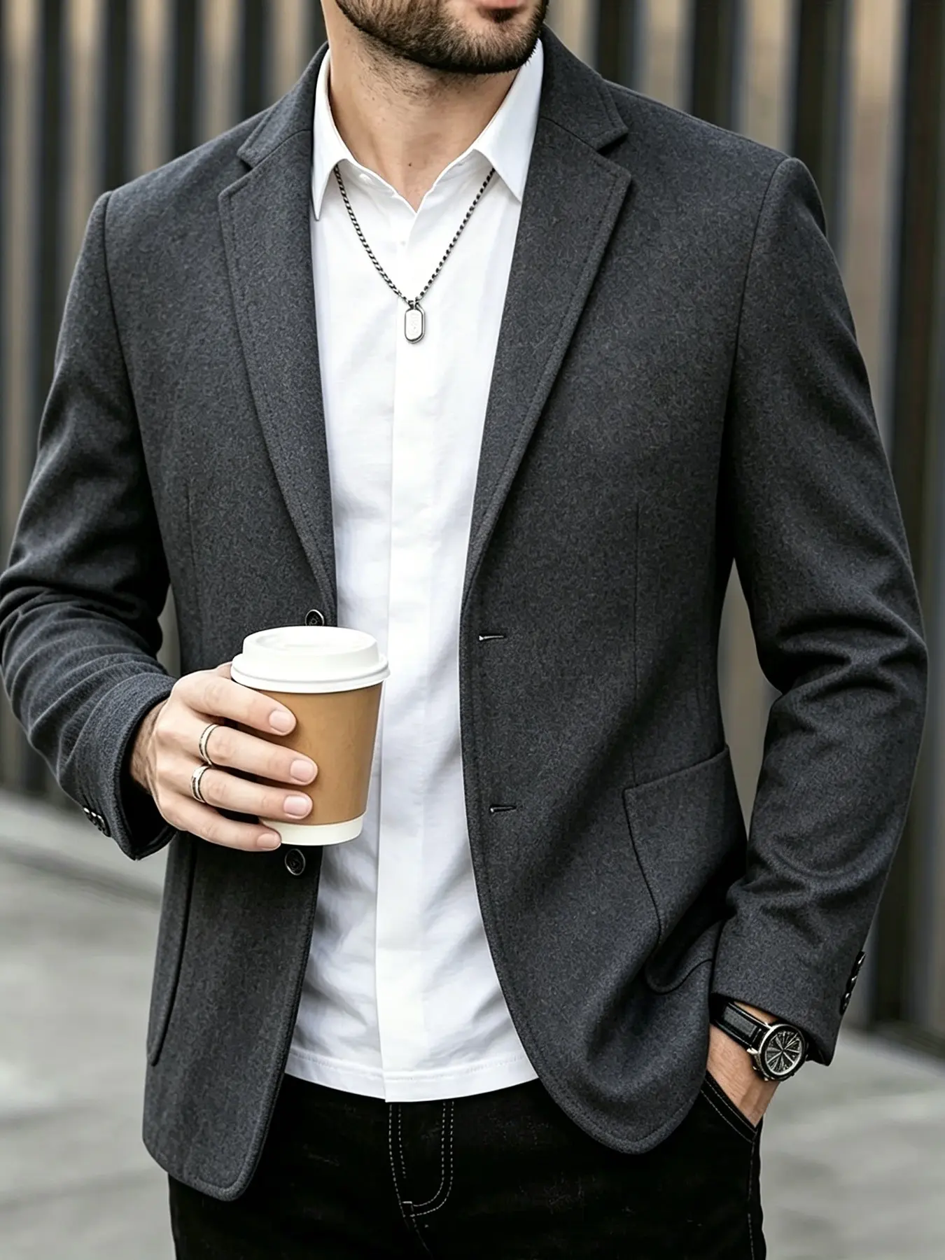 2026 Mature Elegant Simple Single Button Blazer, Light Mature Style Business Jacket, Comfortable Durable Suit Coat for Middle Age Men